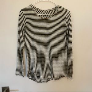 Madewell Teal and White Striped Long Sleeve Shirt